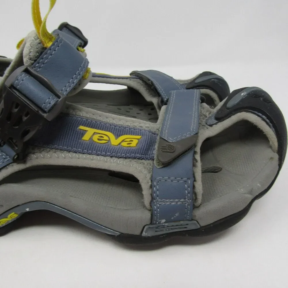 Teva Men's River Water Sandals Gray Blue Yellow Hook & Loop Adjustable US 7.5